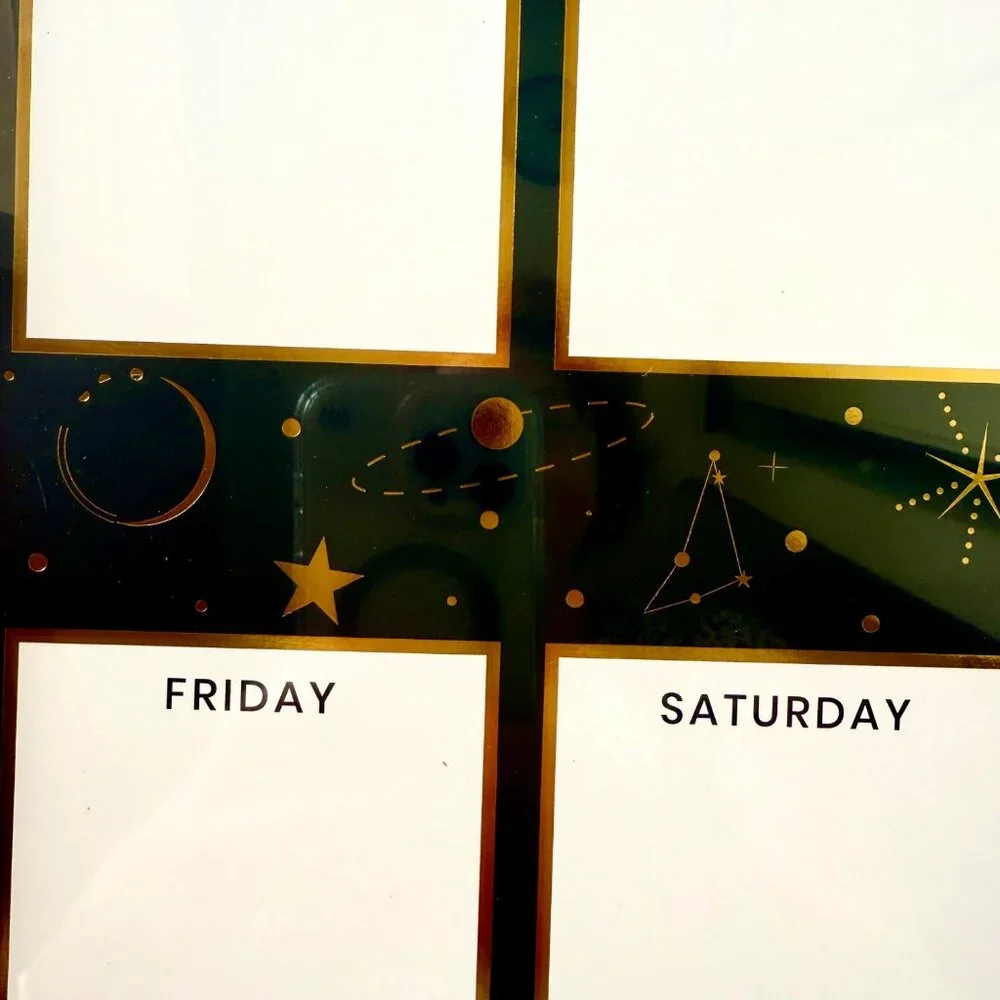 XO Sienna Magnetic Whiteboard Weekly Planner 12x15in Marker Magnets Celestial